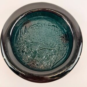 Blenko 651H‎ Turquoise Armadillo Thick Glass Ashtray 1965 HTF